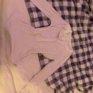 Aerie Cream Ribbed Henley Top